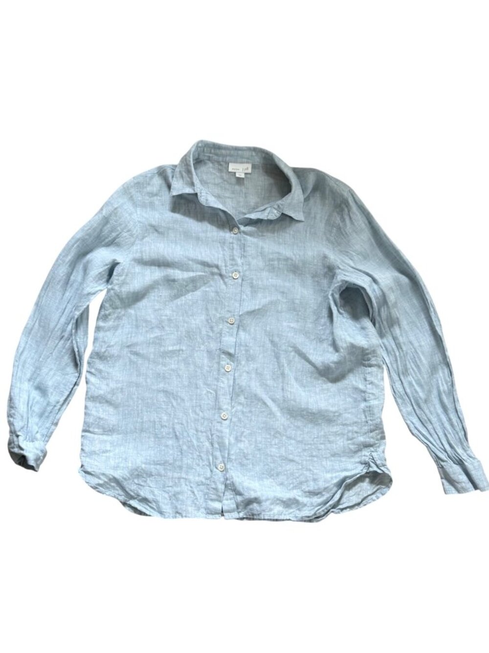 J.Jill Women's Button Front Top XS Coastal Summer Preppy Long Sleve Linen Shirt
